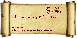 Záborszky Márton névjegykártya