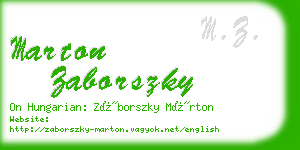 marton zaborszky business card